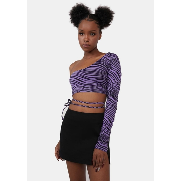 Motel Rocks Tops - Motel Desert Terrain Purple Shanin Crop Top NWT L